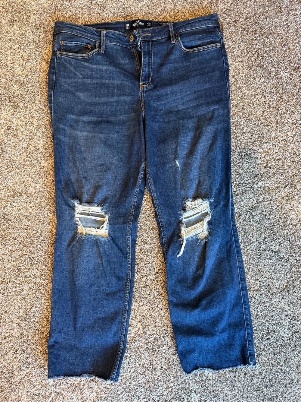 Hollister Dark Blue Distressed Boyfriend Jeans